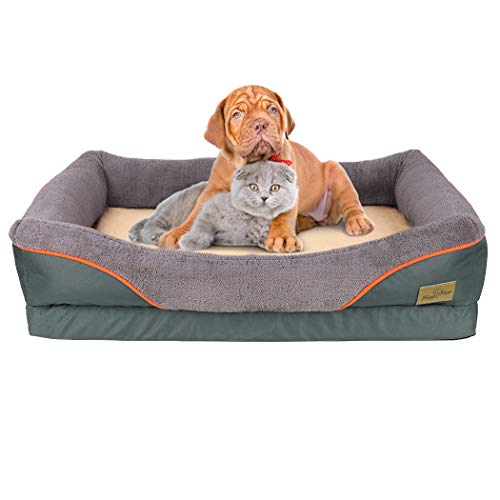 BingoPaw Cama de Espuma Viscoelástica para Perros 74 x 60 x 20cm Colchón Ortopédico para Mascotas Cama para Perros Impermeable y Lavable