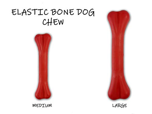 Bio Mordiscos Elastic Bone Juguete mordedor para Perros - Seguro - no tóxico - Hueso - Masticar - Entretenimiento - Limpieza bucal (Mediano)