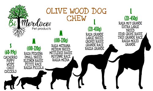 Bio Mordiscos Mordedor de Madera de Olivo para Perros – 100% Natural (S 60-99g)