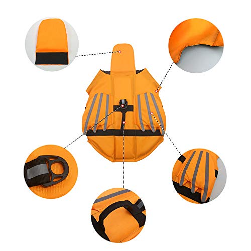 BLEVET Reflectante Chalecos Salvavidas para Perros Seguridad Ajuste para Natación Surf Caza Barco MZ085 (S, Orange)