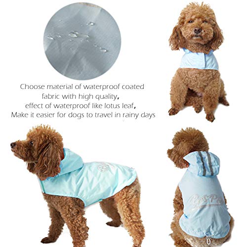 BPS Chubasqueros Impermeables para Mascotas Perros, Impermeables con Capucha para Perro Pequeño Mediano y Grande con Material 100% Poliéster (Caramelo Azul, 35cm) BPS-9607AZ