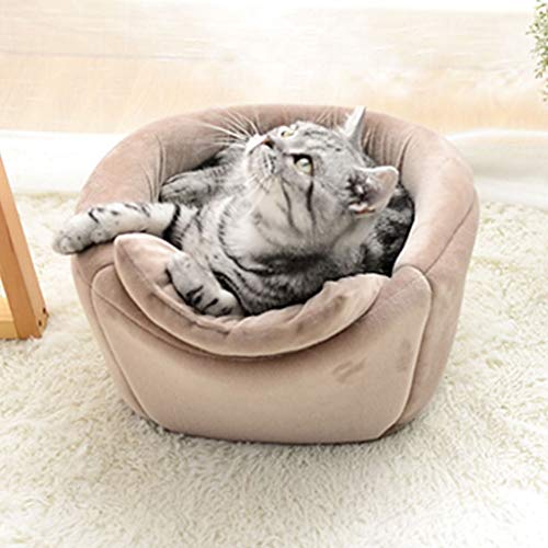 Cama Gato y Perros, Redonda Suave Donut Plegable de Felpa, Lata de Miel, Invierno Cálido Bolsa de Dormir, Extra Suave Cómodo Lindo, Lavable de La Cama para Mascotas Pequeños Medianos, 40-62cm