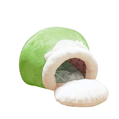 Cama Gato y Perros, Redonda Suave Donut Plegable de Felpa, Lata de Miel, Invierno Cálido Bolsa de Dormir, Extra Suave Cómodo Lindo, Lavable de La Cama para Mascotas Pequeños Medianos, 40-62cm