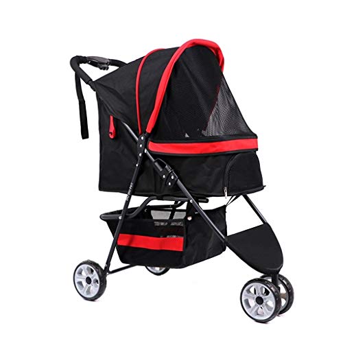 Carritos Cochecito para Perro Mascotas Plegable Cochecito para Mascotas Pequeño Y Mediano Vehículo Todoterreno para Perros Y Gatos Puede Soportar 15 Kg (Color : Red, Size : 80 * 95 * 36cm)