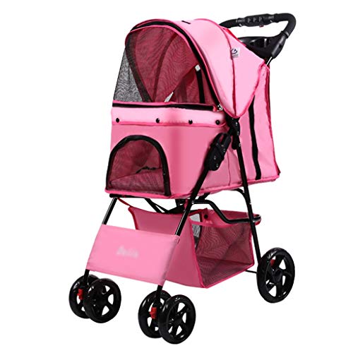 Carritos Cochecito para Perro Mascotas Plegable Cochecito para Mascotas Vehículo Todoterreno para Perros Gatos Portátiles Soporta 15 Kg (Color : Pink 1, Size : 100 * 45 * 70cm)