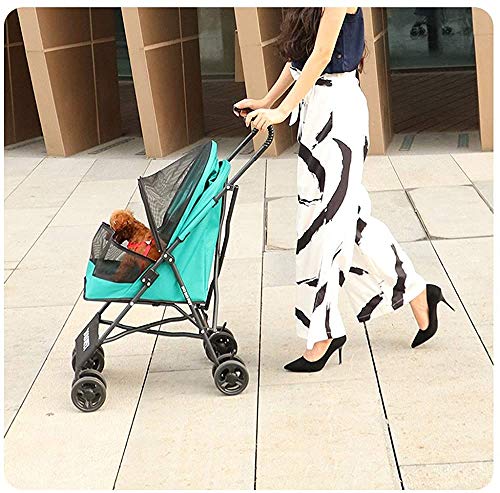 Carros de Animales Perro Gato Silla de Paseo, Plegables carritos de Transporte de Mascotas para Perros pequeños y medianos, máximo 15 kg de Carga (Color: Negro),Green