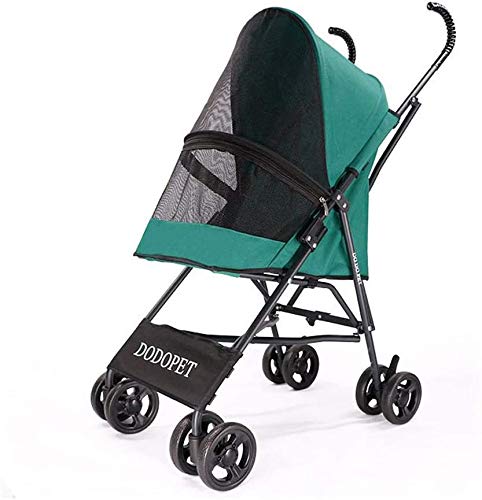 Carros de Animales Perro Gato Silla de Paseo, Plegables carritos de Transporte de Mascotas para Perros pequeños y medianos, máximo 15 kg de Carga (Color: Negro),Green