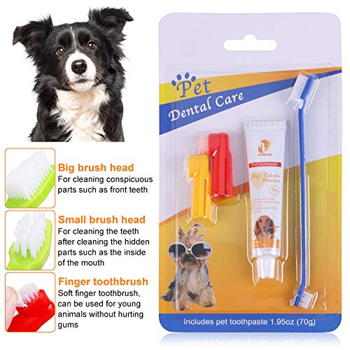 CBROSEY Dog Toothpaste,Pasta Dental Perros,Toothbrush for Dog and Cat,Cepillo de Dientes para Perro y Gato,Kit Cuidado Dental,Mejorar la Higiene Oral Previene la Enfermedad de Las Encías y la Placa