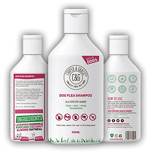 Champú antipulgas para perros – Piel sensible picazón de perro y cachorro Grooming – Tratamiento medicado contra pulgas 500 ml