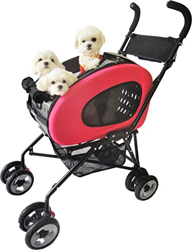 Cochecito para mascotas, IPS-020/ROSA para perros, carrito, remolque, Innopet, 5 en 1, carrito plegable para mascotas, cochecito para perros y gatos