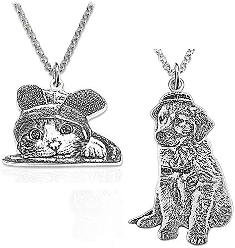 Collar de Imagen Personalizado Collar de Perro Personalizado para Mascotas 925 Plata Grabado Gratis Colgante de Texto de Foto Personaliza tu Imagen y Regalo de Collar de Texto para Amante de Mascotas