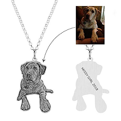 Collar de Imagen Personalizado Collar de Perro Personalizado para Mascotas 925 Plata Grabado Gratis Colgante de Texto de Foto Personaliza tu Imagen y Regalo de Collar de Texto para Amante de Mascotas