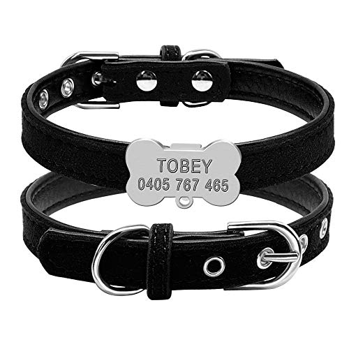 Collares De Perro Personalizados Custom Chihuahua Cachorro Gato Collar Hueso ID Etiquetas Grabadas para Perros Pequeños Y Medianos Gratis Bell XS S XXS Rosa