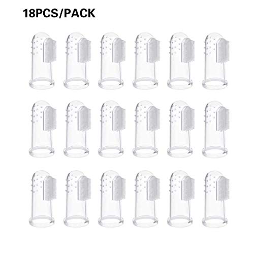 Coriver 18 pcs Pet Finger Cepillo de dientes, Limpiador de dientes de silicona para dientes Limpieza dental Cuidado dental para perros Gatos