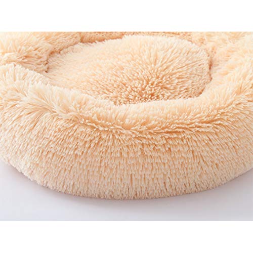 DaoRier Pelo Largo Casa para Mascotas Cama de Perro Gato Puppy Conejo Mascota Antideslizante Plegable Suave Calentar con Cojín Extraíble Rosa 50CM