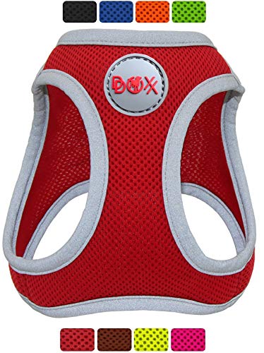 DDOXX Arnés Perro Step-In Air Mesh, Ajustable, Reflectante, Acolchado | Diferentes Colores & Tamaños | para Perros Pequeño, Mediano y Grande | Accesorios Gato Cachorro | Rojo, XS