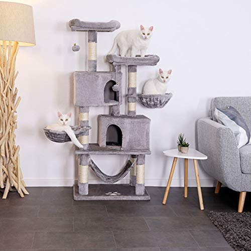 Dibea KB00365 - Árbol para Gatos (145 cm de Altura, Felpa extrasuave, Talla única), Color Gris