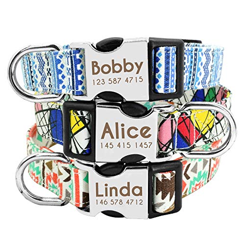 Didog - Collares personalizados para perros con hebilla de liberación rápida grabada, diseños modernos, para perros pequeños, medianos y grandes