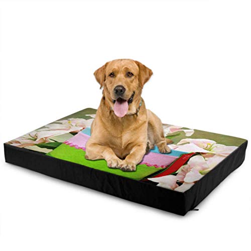 Dog Mat Indoor Cute Maltese Puppy Easter Basket Mat Dog Bed Dog Bed Foam Pad Waterproof 76 X 51 X8cm with Zipper Removable Cover For Dogs & Cats