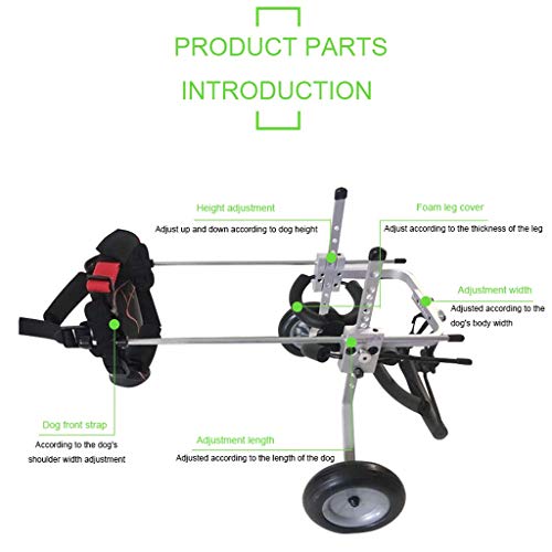 Dog wheelchair Silla de ruedas para perros Arnés de movilidad para perros, Silla de ruedas con soporte trasero, Rehabilitación de patas traseras Material de aluminio para perros con discapacidades Mas