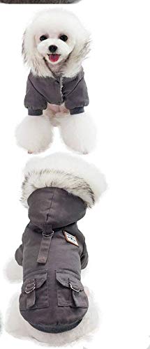 DOGCATMM Ropa De Perro De Invierno Cuello De Piel Capa del Perro De Mascota Ropa De Cachorro Caliente Ropa para Perros Pequeños Bulldog Francés Mascota Chaqueta Ropa para Perro