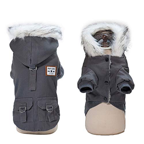 DOGCATMM Ropa De Perro De Invierno Cuello De Piel Capa del Perro De Mascota Ropa De Cachorro Caliente Ropa para Perros Pequeños Bulldog Francés Mascota Chaqueta Ropa para Perro