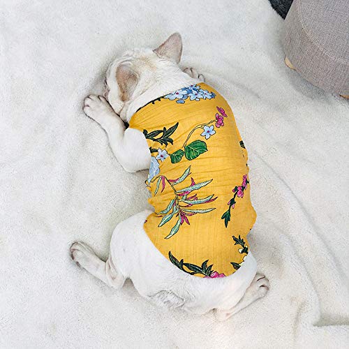 DOGCATMM Ropa De Perro De Lino De Algodón Perro Gordo Bulldog Francés Ropa para Perros Traje De Verano Mascotas Chaleco Perros Camiseta Cachorro Outfit Ropa Perro