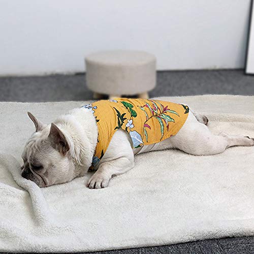 DOGCATMM Ropa De Perro De Lino De Algodón Perro Gordo Bulldog Francés Ropa para Perros Traje De Verano Mascotas Chaleco Perros Camiseta Cachorro Outfit Ropa Perro