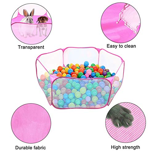 Dokpav Tienda de Jaula Plegable para Animales pequeños 47.2", Cerca Transpirable y Transparente para Mascotas, Parque Infantil Pop Open para Interiores y Exteriores, para cobayas, Conejos