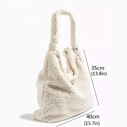 DPFXNN Bolsa de Cachemir de otoño e Invierno, Material de Piel de Cordero Artificial, Bolsa de Hombro de Gran Capacidad, Bolsa Peluda Adecuada para Las Compras diarias de Fitness para niñas