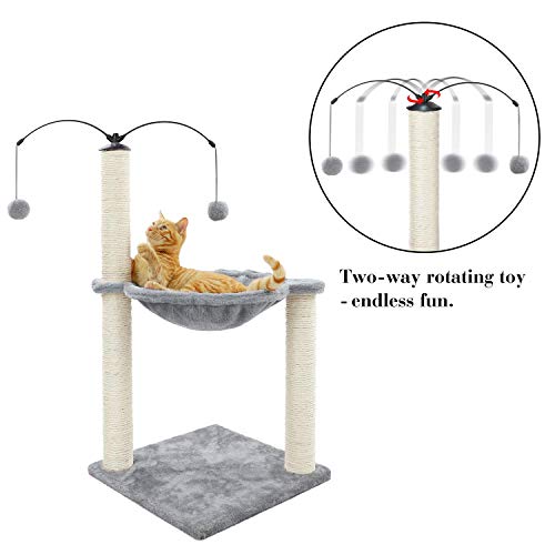 Eono by Amazon Árboles para Gatos rasguña los Postes de sisal Natural con Bola de Juguetes para Dormir de Nido Gris