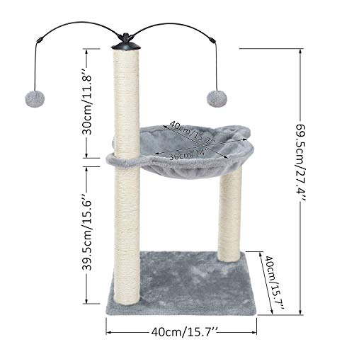 Eono by Amazon Árboles para Gatos rasguña los Postes de sisal Natural con Bola de Juguetes para Dormir de Nido Gris