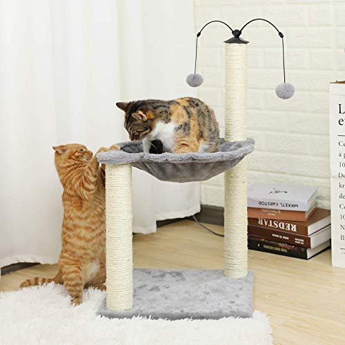 Eono by Amazon Árboles para Gatos rasguña los Postes de sisal Natural con Bola de Juguetes para Dormir de Nido Gris