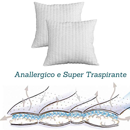 Evergreenweb - Pack de 2 almohadas 45X45 viscoelásticas de copos altos 15 cm. Perfecta adaptabilidad al cuello transpirable, antialérgico, para dolores cervicales, para a todos los colchones y camas