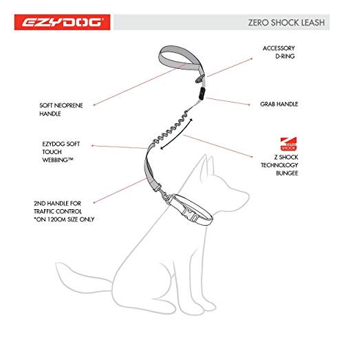 EzyDog Zero Shock - Correa 48", Azul