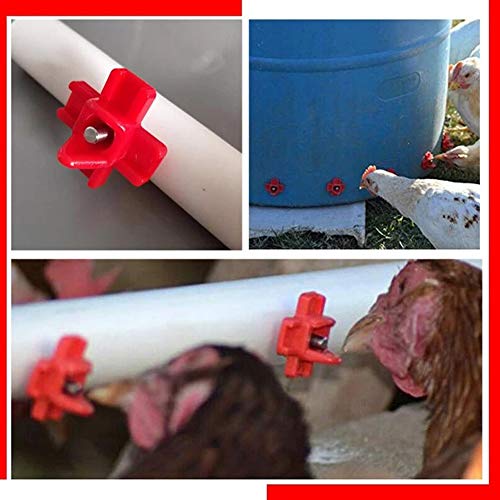 Famyfamy - 10 tetinas de agua para pollo, dispensador automático de agua de pollo, dispensador de agua para colgar, tipo tornillo, para agua potable automática de pollo