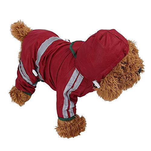 Fdit Impermeable para Perros de Mascota Chubasqueros para Medianas Perros con Capucha y Tiras Reflectoras Seguras(M)