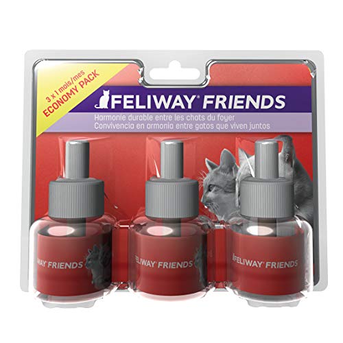 FELIWAY Friends - Anticonflictos para gatos - Peleas, Persecuciones, Bufidos, Bloqueos - Pack ahorro 3 recambios 48 ml