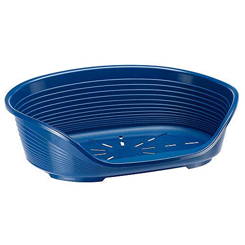 Ferplast Cama De Plástico para Perros Y Gatos Siesta Deluxe 6 Azul, 70.5 X 52 X H 23.5 cm