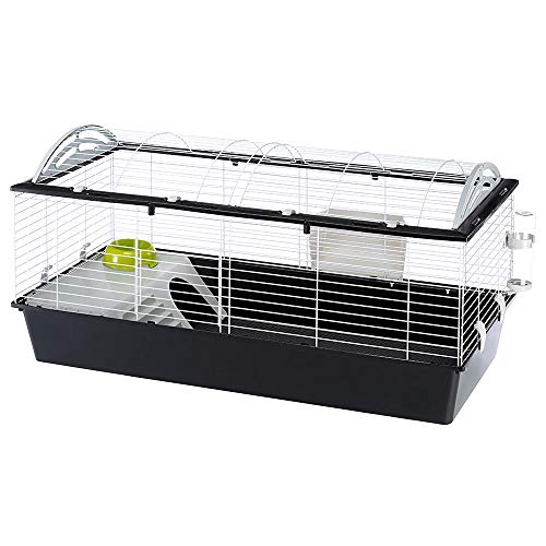 Ferplast Jaula espaciosa para Conejos CASITA 120 para Conejillos de Indias y pequeños Animales, Accesorios incluidos, de Alambre Pintado Blanco y plástico, 119 x 58 x h 60 cm