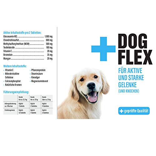 Flex Dog - Complemento alimenticio para Perros, Polvo de mejillón Verde para Perros, protección contra la artrosis, glucosamina, condroitina, MSM, cepa diabólica Alta dosis, 150 Pastillas