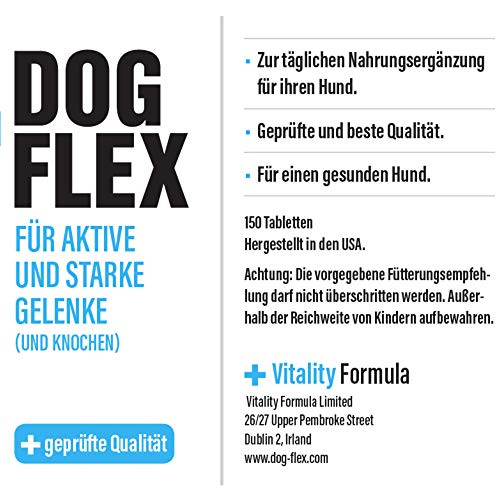 Flex Dog - Complemento alimenticio para Perros, Polvo de mejillón Verde para Perros, protección contra la artrosis, glucosamina, condroitina, MSM, cepa diabólica Alta dosis, 150 Pastillas