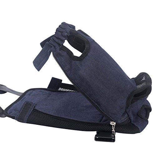 FONLAM Bolso Frontal Perro Gato Mochila Transportin Portátil Cachorro Mascota con Hombreras Tirantes Ajustables Entrepiernas de Malla (M(2.5-3.5KG), Vaquero)