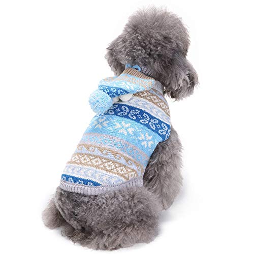 FONLAM Jersey para Perro Cachorro Gato Chaleco Disfraz Ropa Traje de Fiesta Copos de Nieve Navidad Mascota Perro (S, Azul)