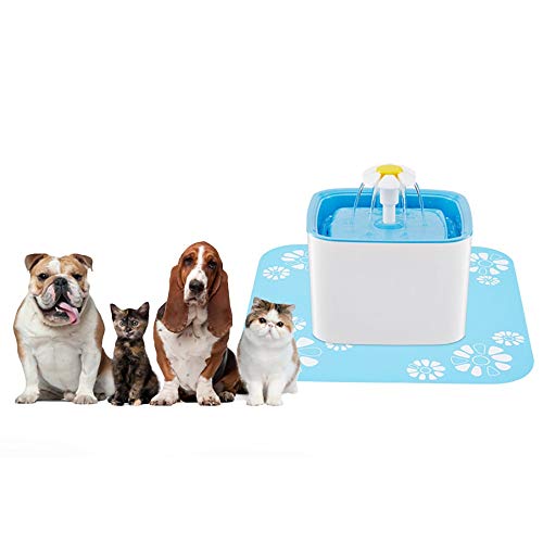 Fuente para Mascotas Fuentes de Agua Potable para Perros y Gatos Circuito de Agua en Vivo Alimentador de Agua eléctrico Flor pequeña Cuadrado Dispensador de Agua 20x20x14.5cm