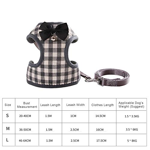 Galapara Conjunto de arnés de Chaleco para Mascotas con Correa Correa de Pecho Ajustable para Perro pequeño Cachorro de Gato Bichon Frise Schnauzer Pomeranian