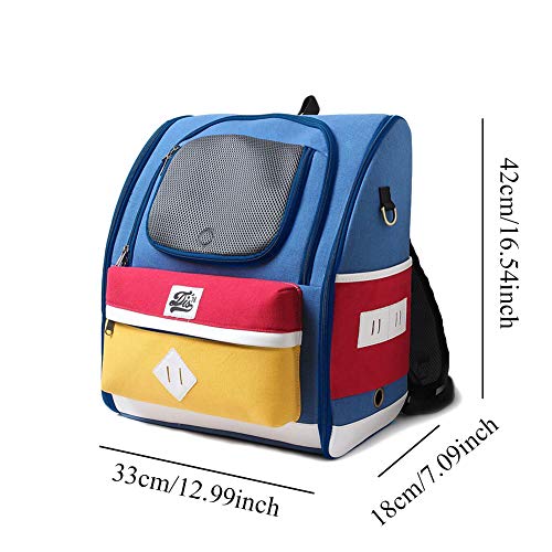 GAOXIAOMEI Mochila para Transportar Mascotas, Plegable Mochilas portaperros, Transpirable Portador de Gato, Suave Bolso Perro Transportin, Perros Gatos Transportín Jaula, para Viajar/Senderismo,Azul