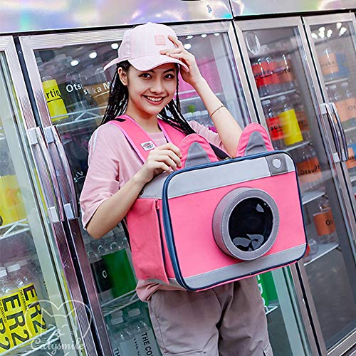 GAOXIAOMEI Mochila para Transporte de Mascotas Gato y Perro, Cómodo Portador de Gato, Transpirable Suave Perros Gatos Transportín Jaula, para Viajes en Avión,Rosado