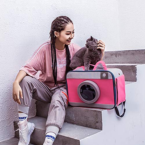 GAOXIAOMEI Mochila para Transporte de Mascotas Gato y Perro, Cómodo Portador de Gato, Transpirable Suave Perros Gatos Transportín Jaula, para Viajes en Avión,Rosado