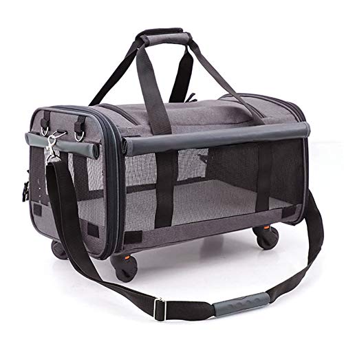 GAOXIAOMEI Mochila para Transporte de Mascotas Gato y Perro, Gran Espacio Bolso Perro Transportin, Perros Gatos Transportín, Perros Gatos Transportín Jaula, para Viajar/Senderismo/Camping,Dark Gray